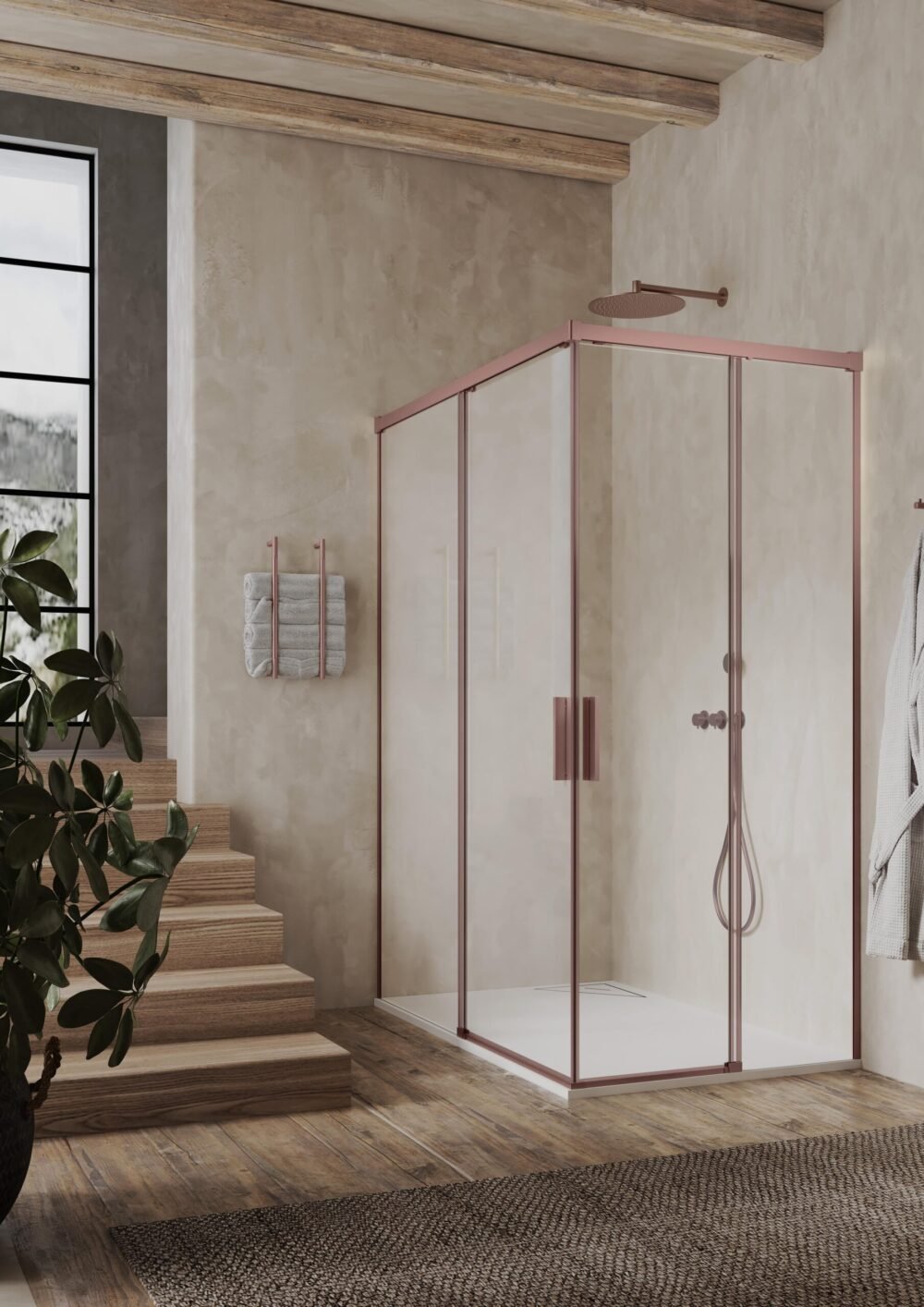Cabine quadrada  Damasco 70x140x195 OURO ROSA transparente 6