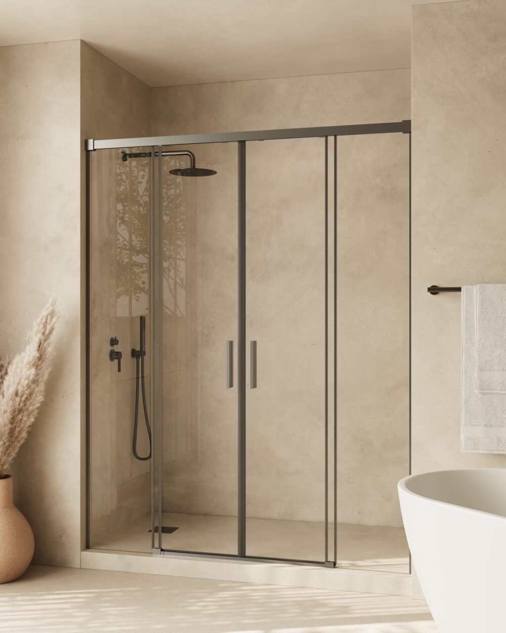 Frontal 4P Damasco,190cm, GUN METAL transparente