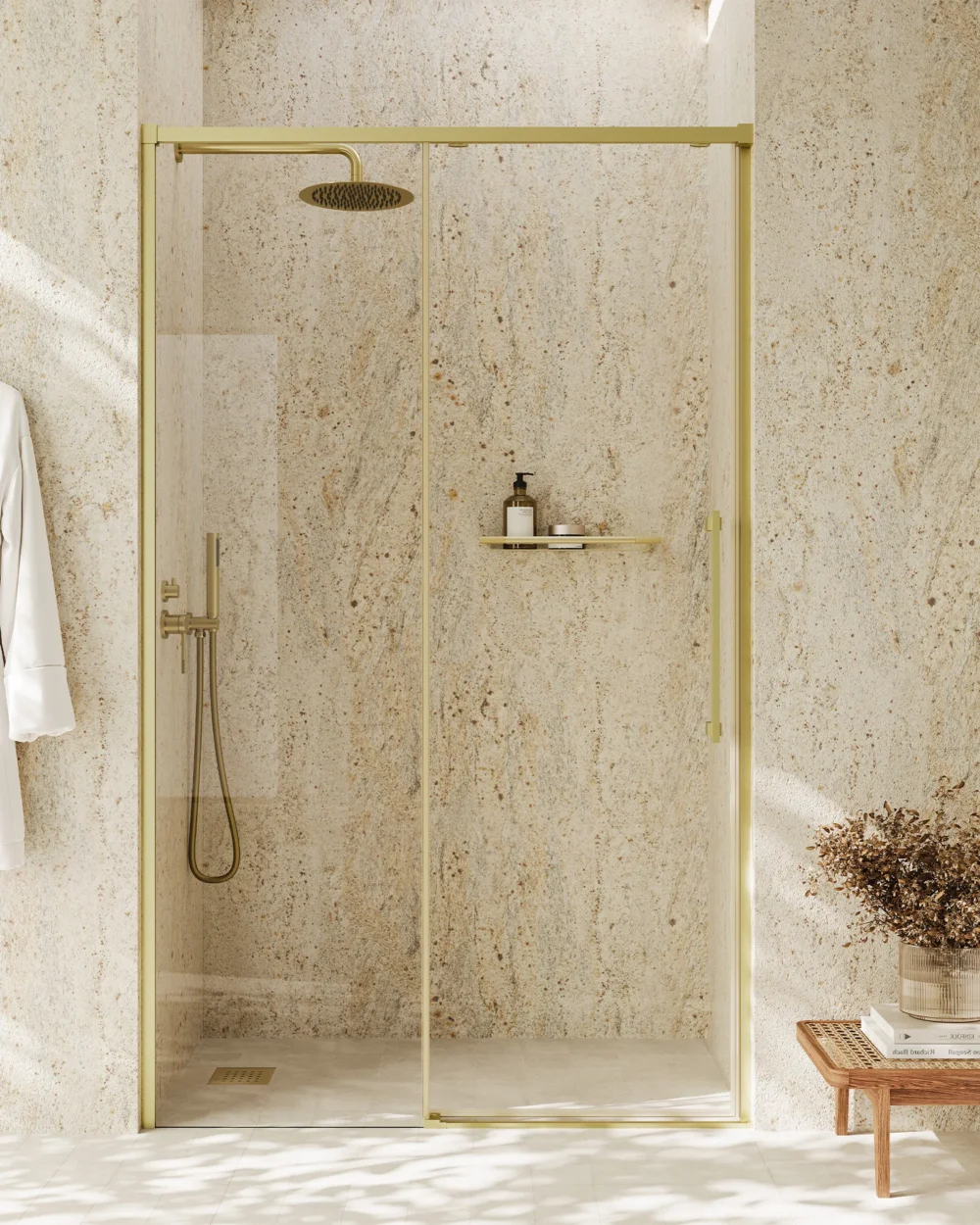 Frontal duche ATHENAS 2P-180 (177-180) X 200cm, Dourado tran