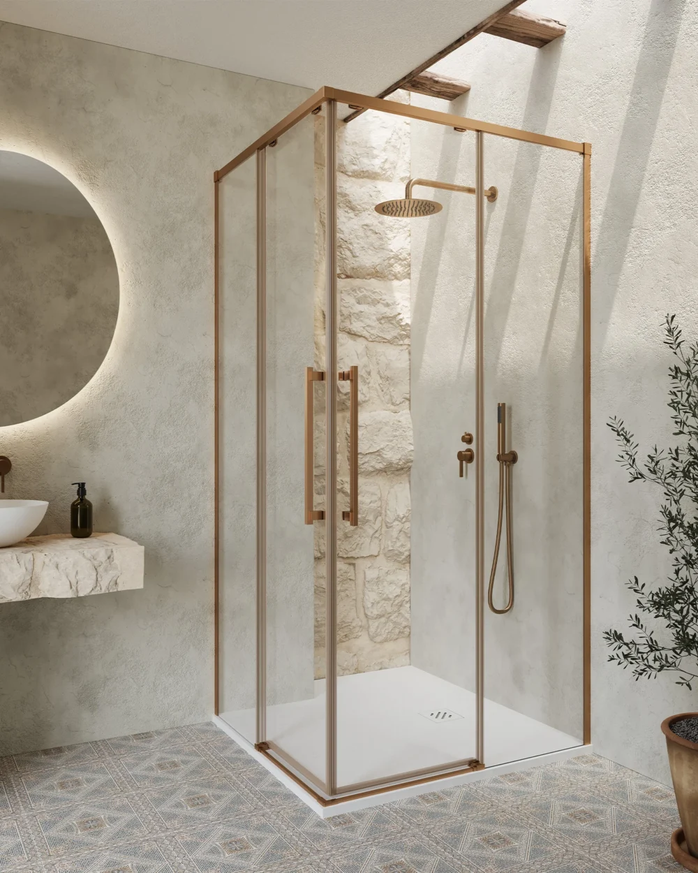 Cabine Duche Athenas Angular 70X90(68,5-70)x(88,5-90), Bronz