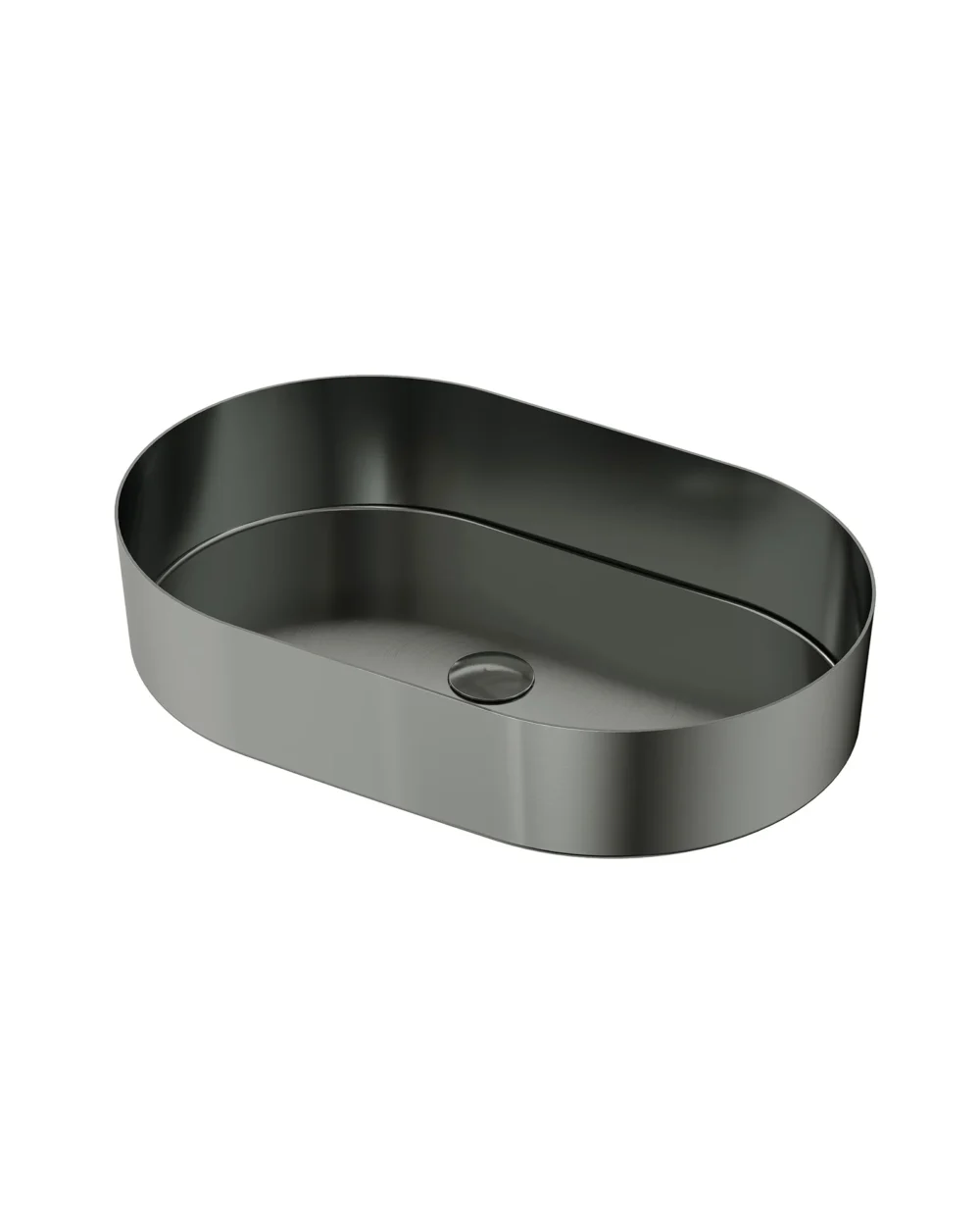 Lavatório pousar oval inox gun metal