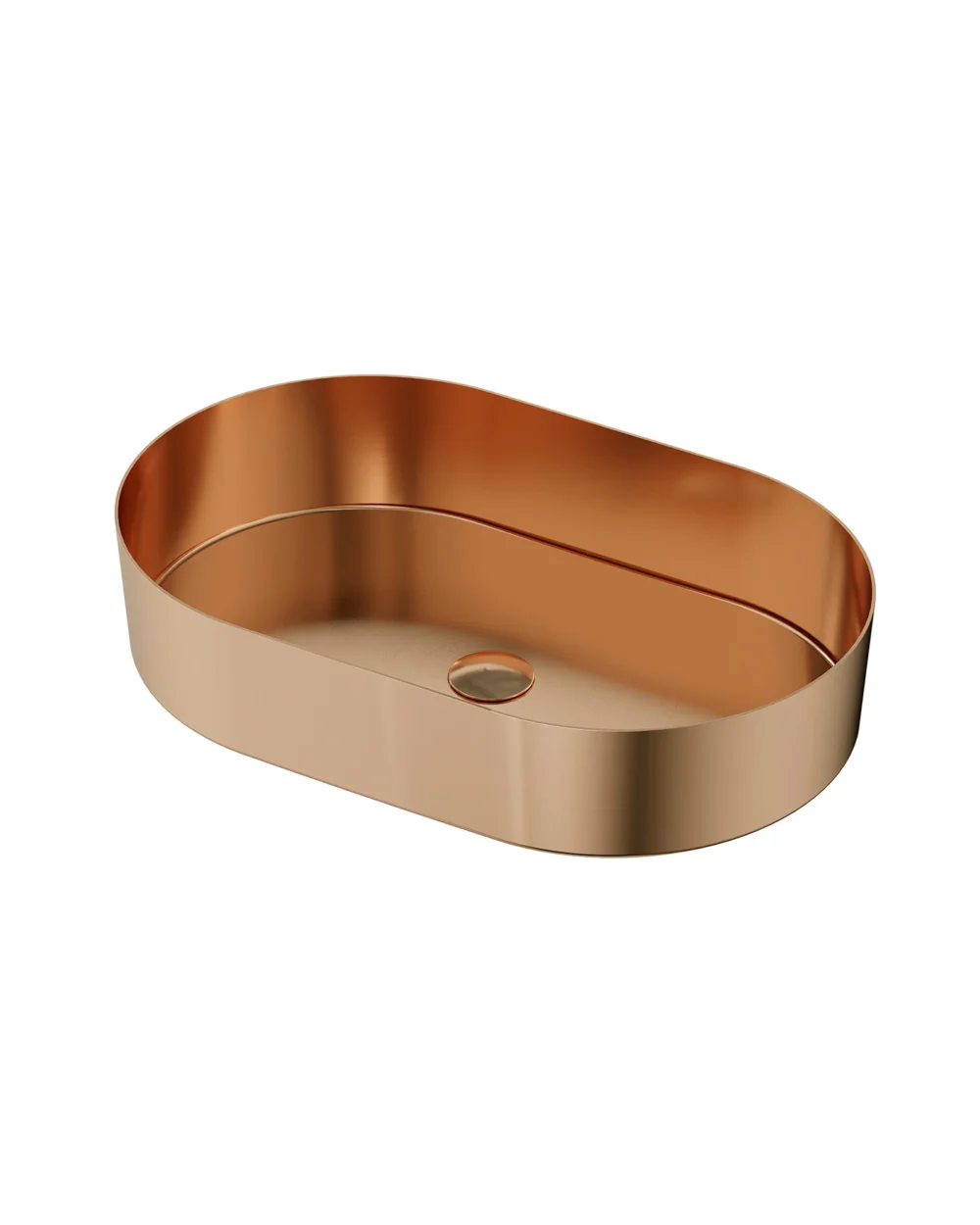 Lavatório pousar oval inox ouro rosa