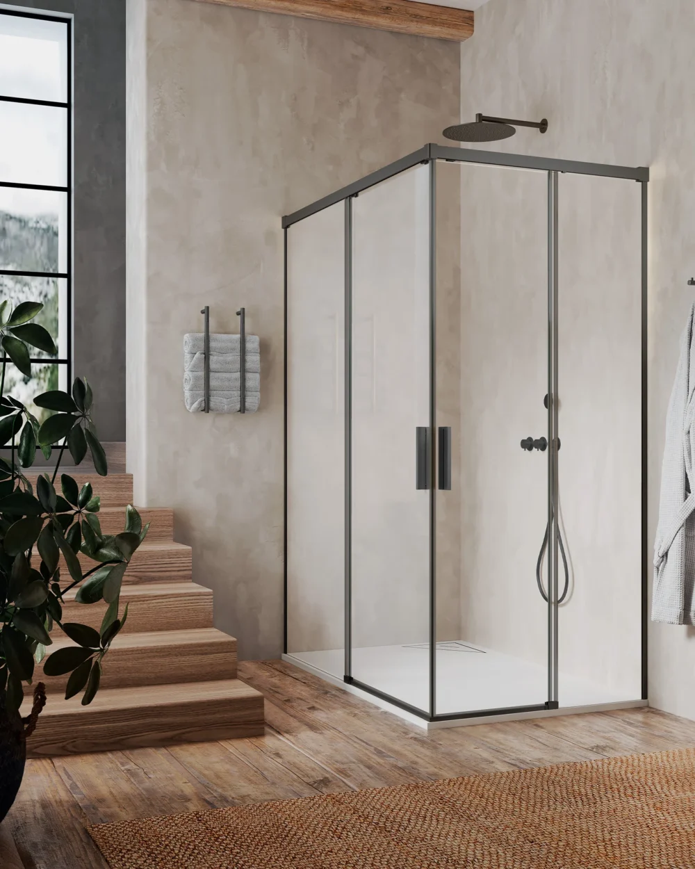 Cabine Damasco 3000 80x140x195 GUN METAL transparente 6mm