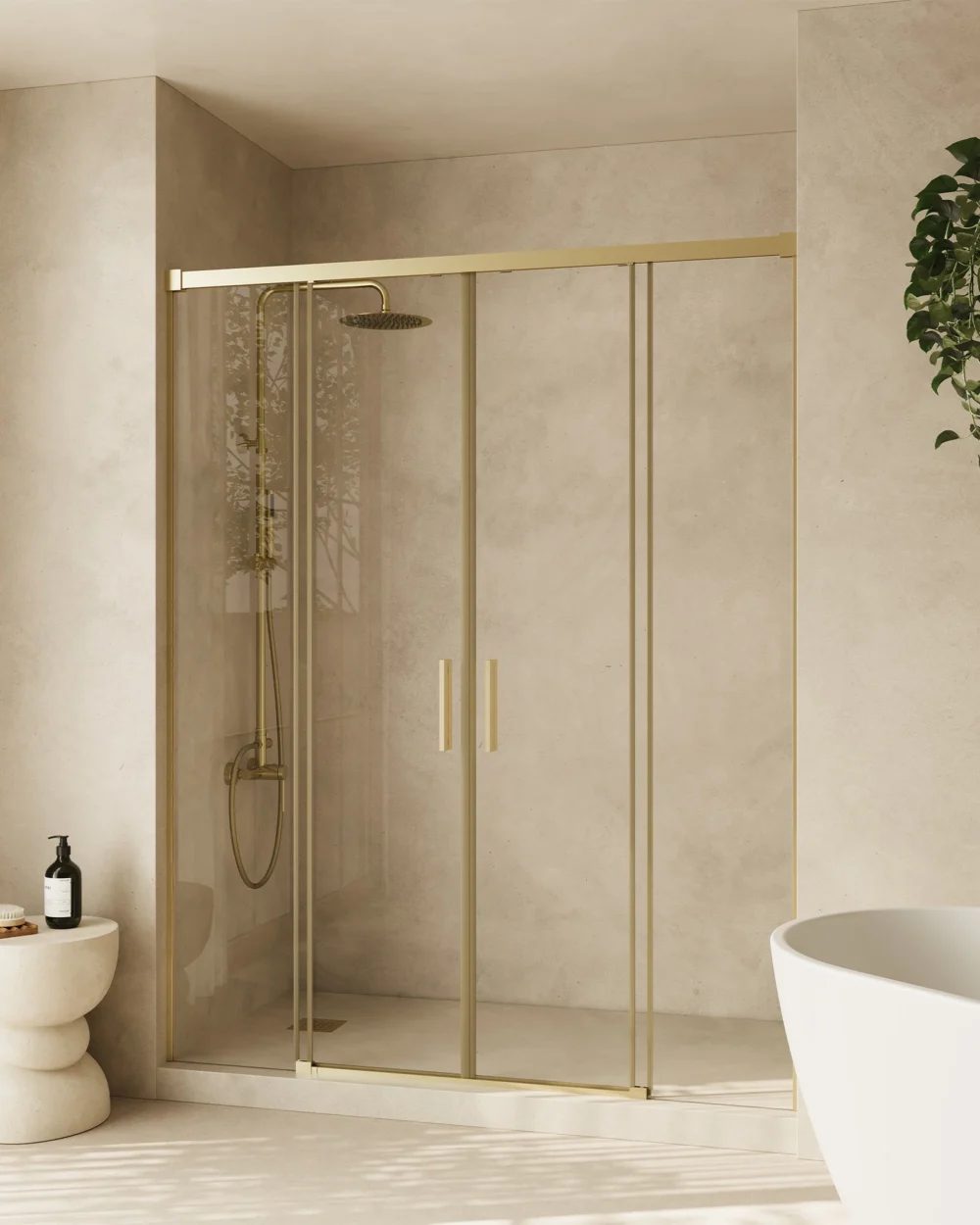 Frontal 4P Damasco 165cm, Perfil Dourado transparente