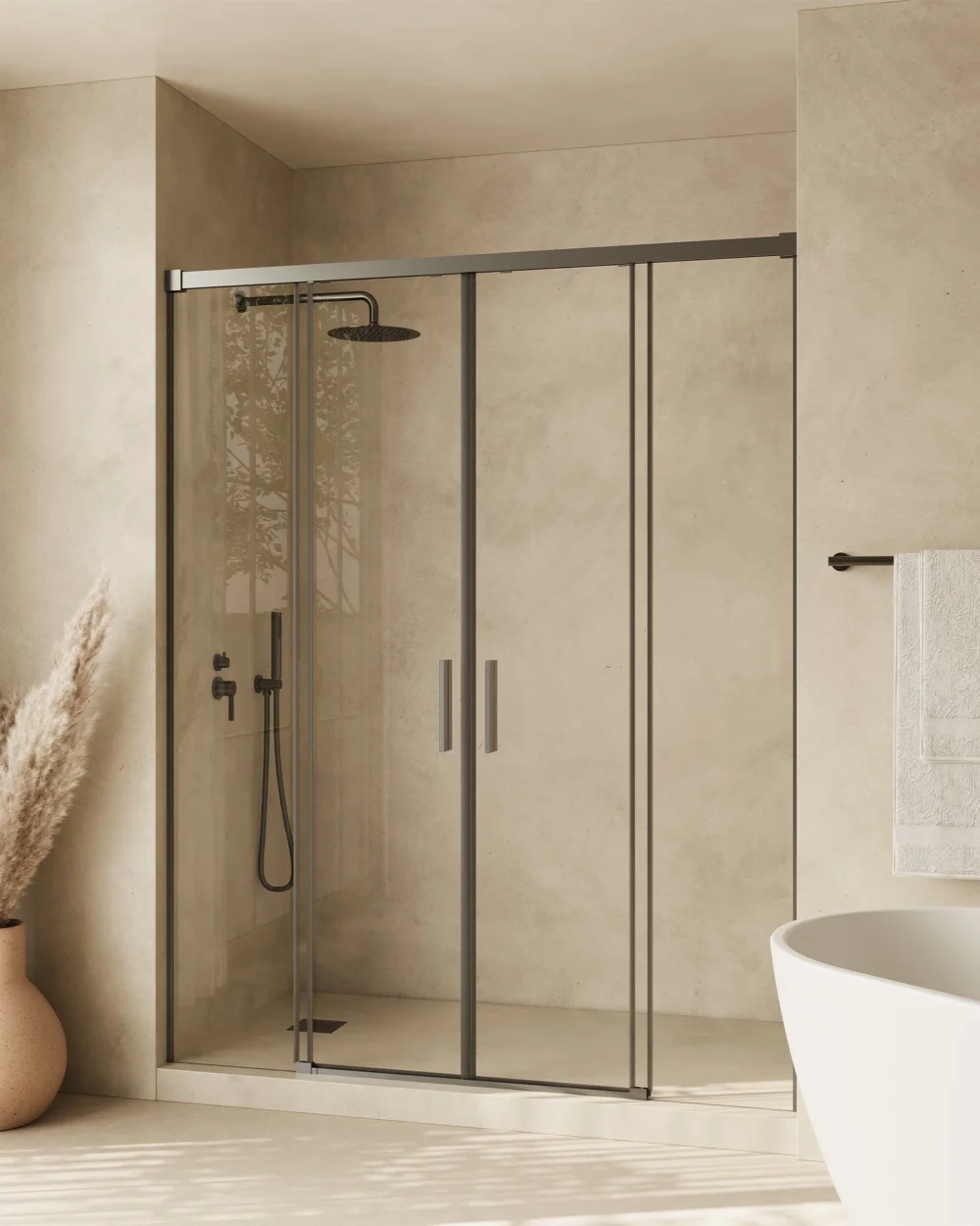 Frontal 4P Damasco,190cm, GUN METAL transparente