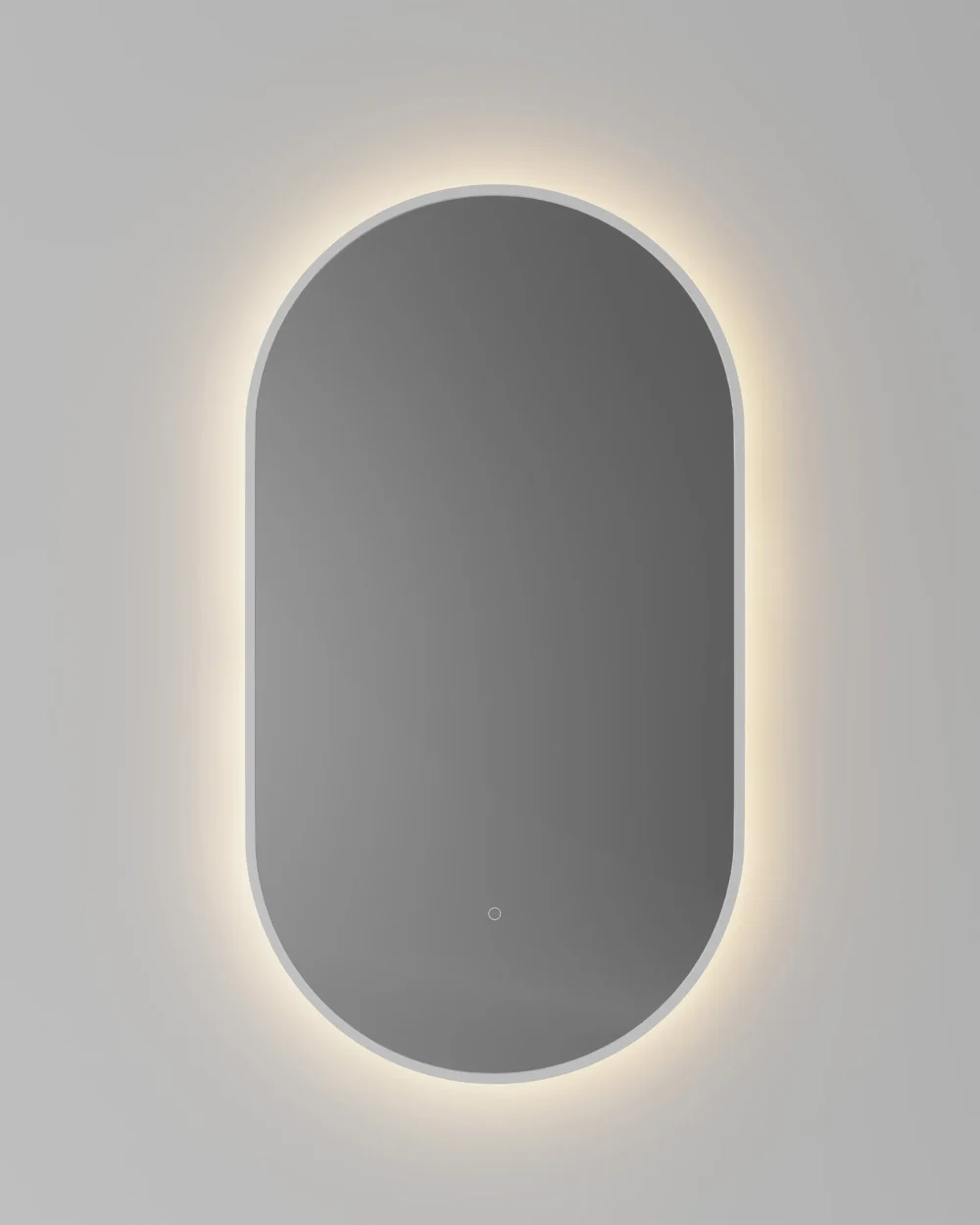 Espelho led oval 50x90 moldura branco retroiluminado c/desem
