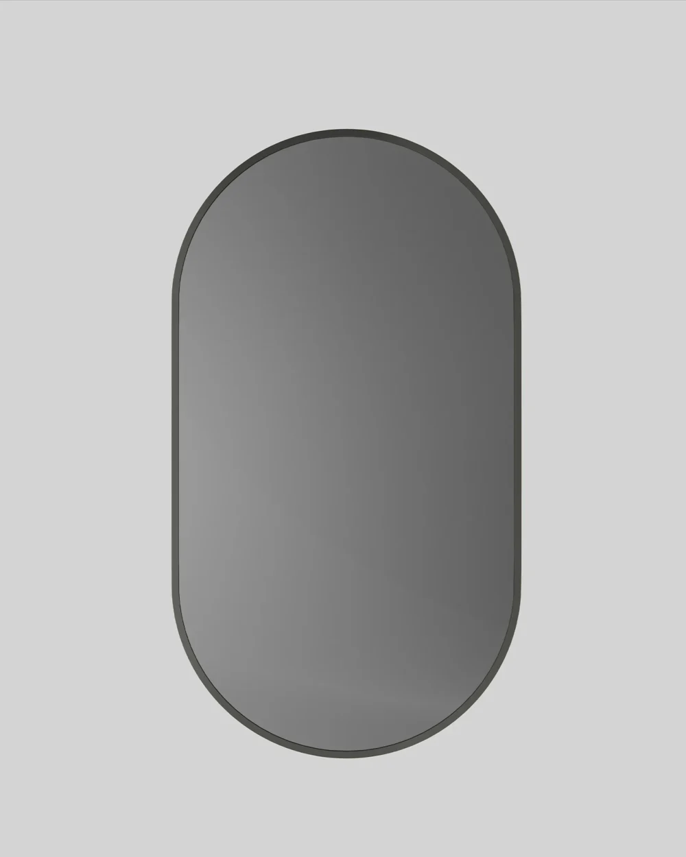 Espelho oval 50x90 moldura gun metal