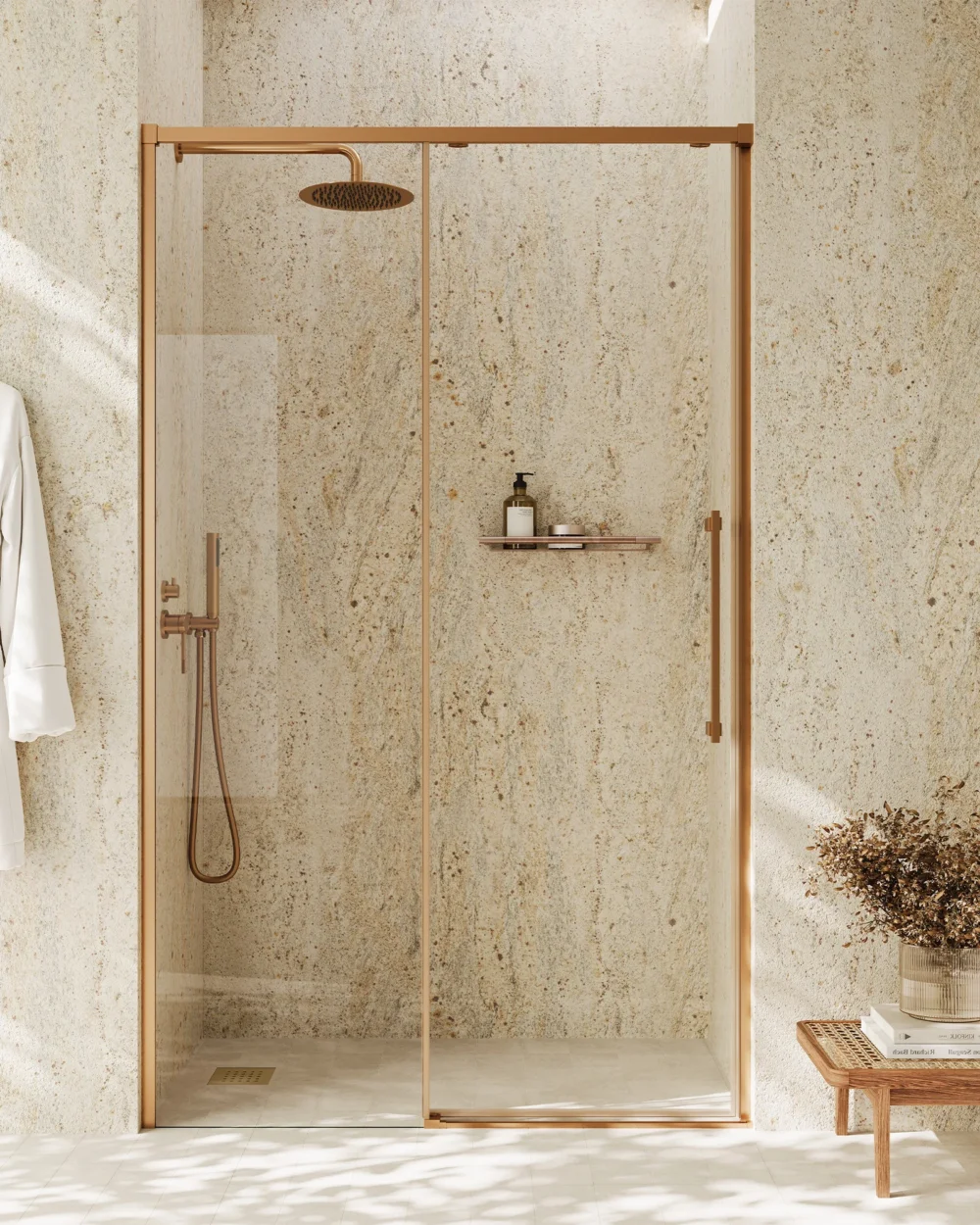 Frontal duche ATHENAS 2P-150 (147-150) X 200cm, Cobre transp