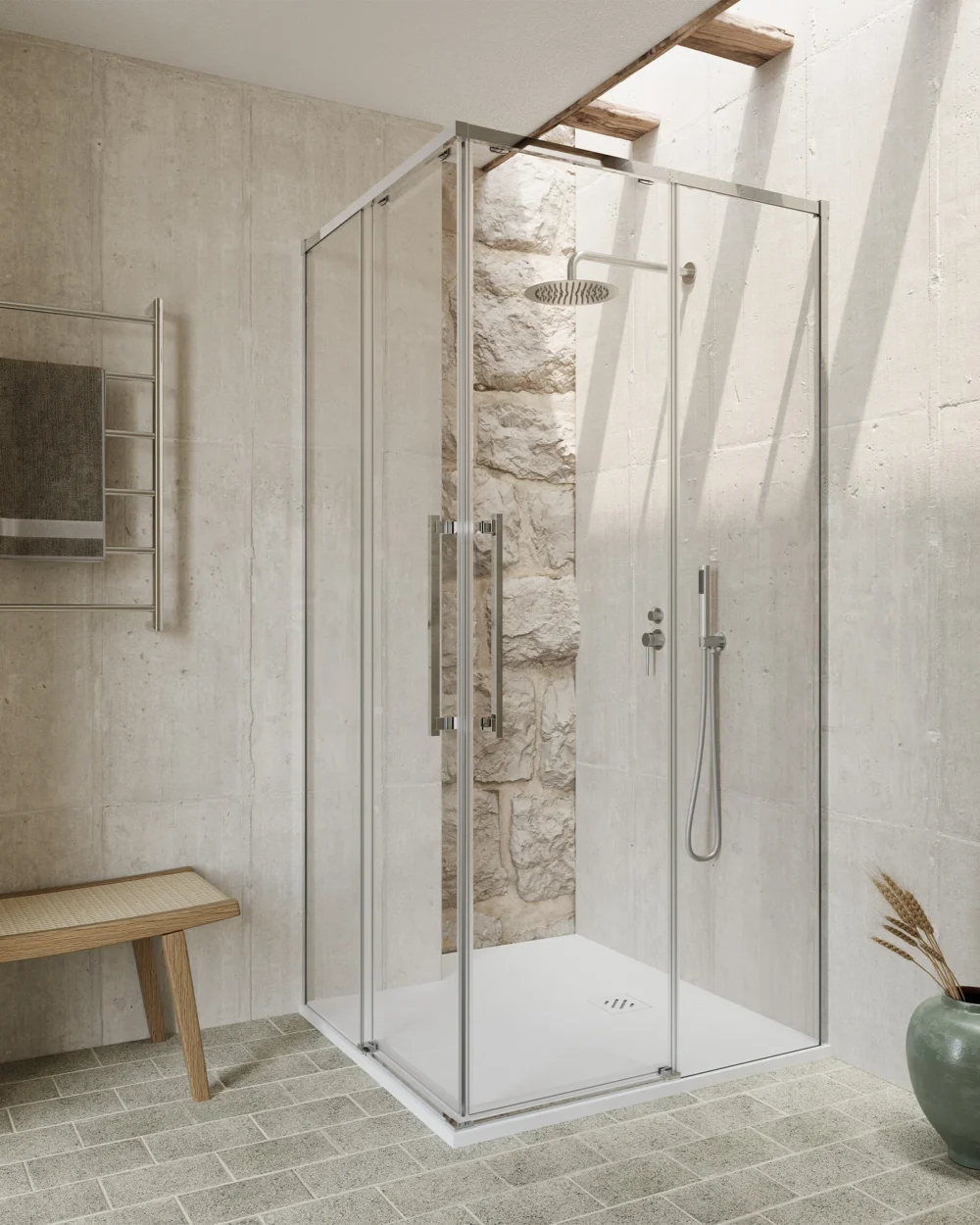 Cabine quadrada  Damasco 75x90x195 cromo transparente 6mm