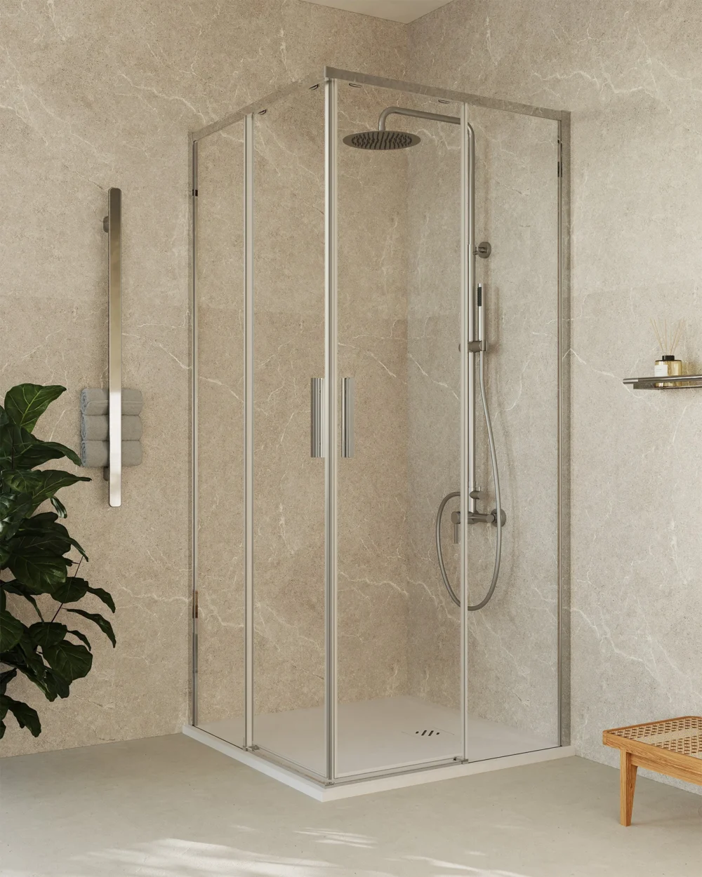 Cabine de duche CIPRIA ANGULAR 70x100, vidro 6mm, cromo,